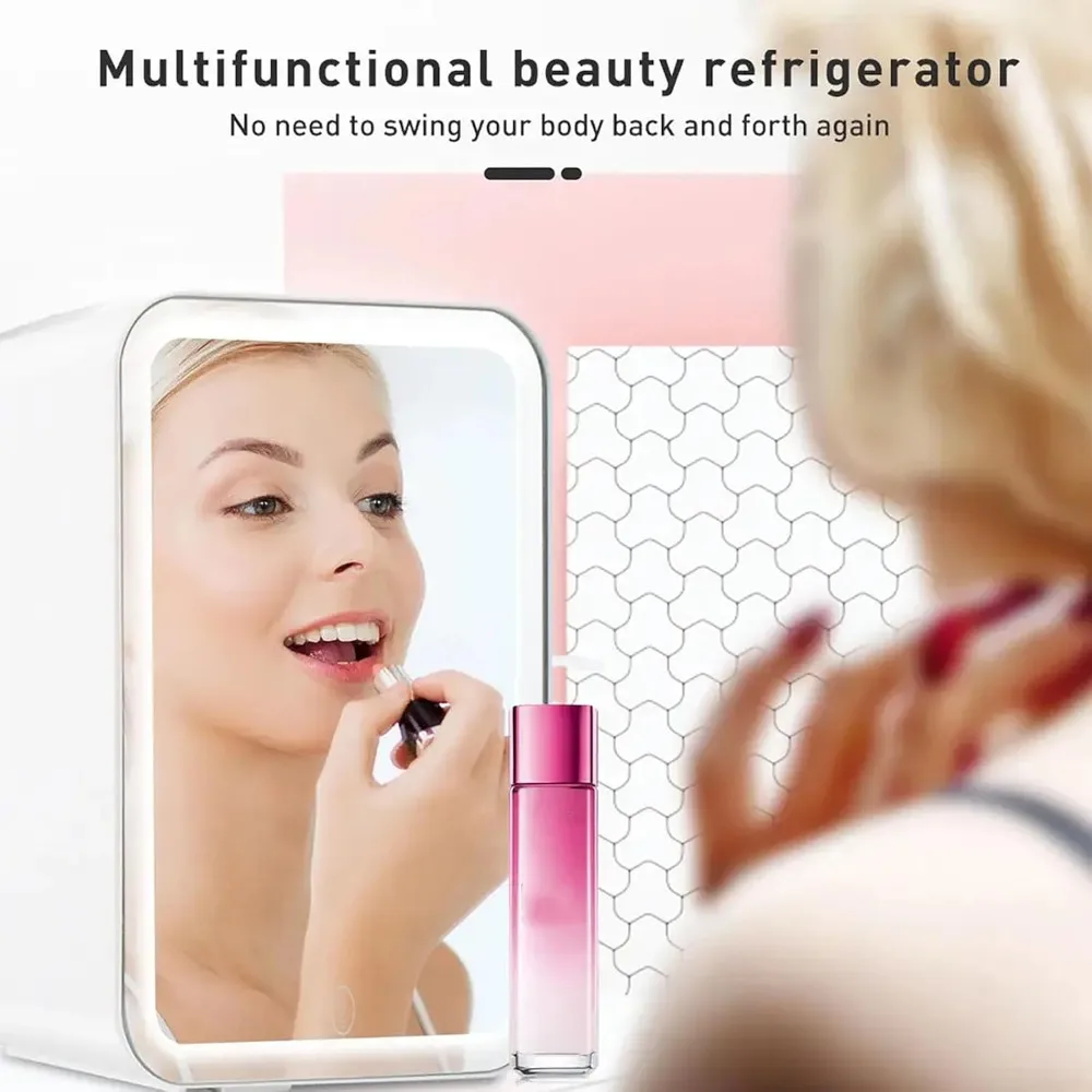 Beauty Cosmetic Refrigerator, Professional Skincare Fridge with LED Lighted Mirror, 4 Liter Capacity and Efficient Heat Dissipat