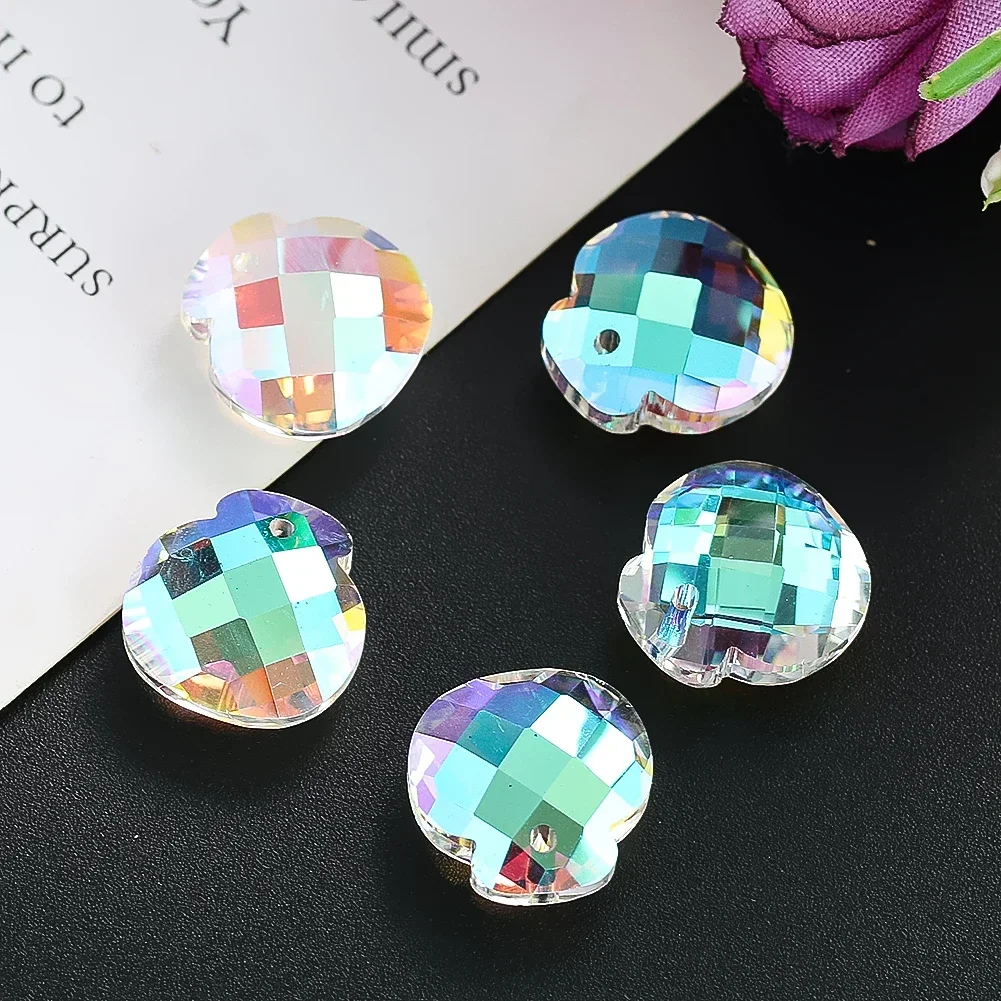 Suncatcher AB Colored Crystal Jewelry Pendant Hairpin Costume Earrings Necklace Pendant DIY Bulk Beads Handmade Accessories 5pcs