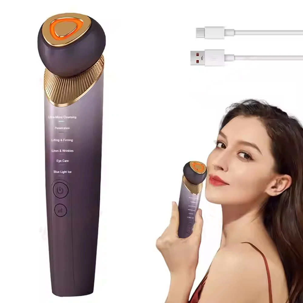 

Microcurrent Face Lifting Massage Hot Cold Compress Deep Cleansing Facial Skin Care Beauty Device EMS Facial Massager Eye Care