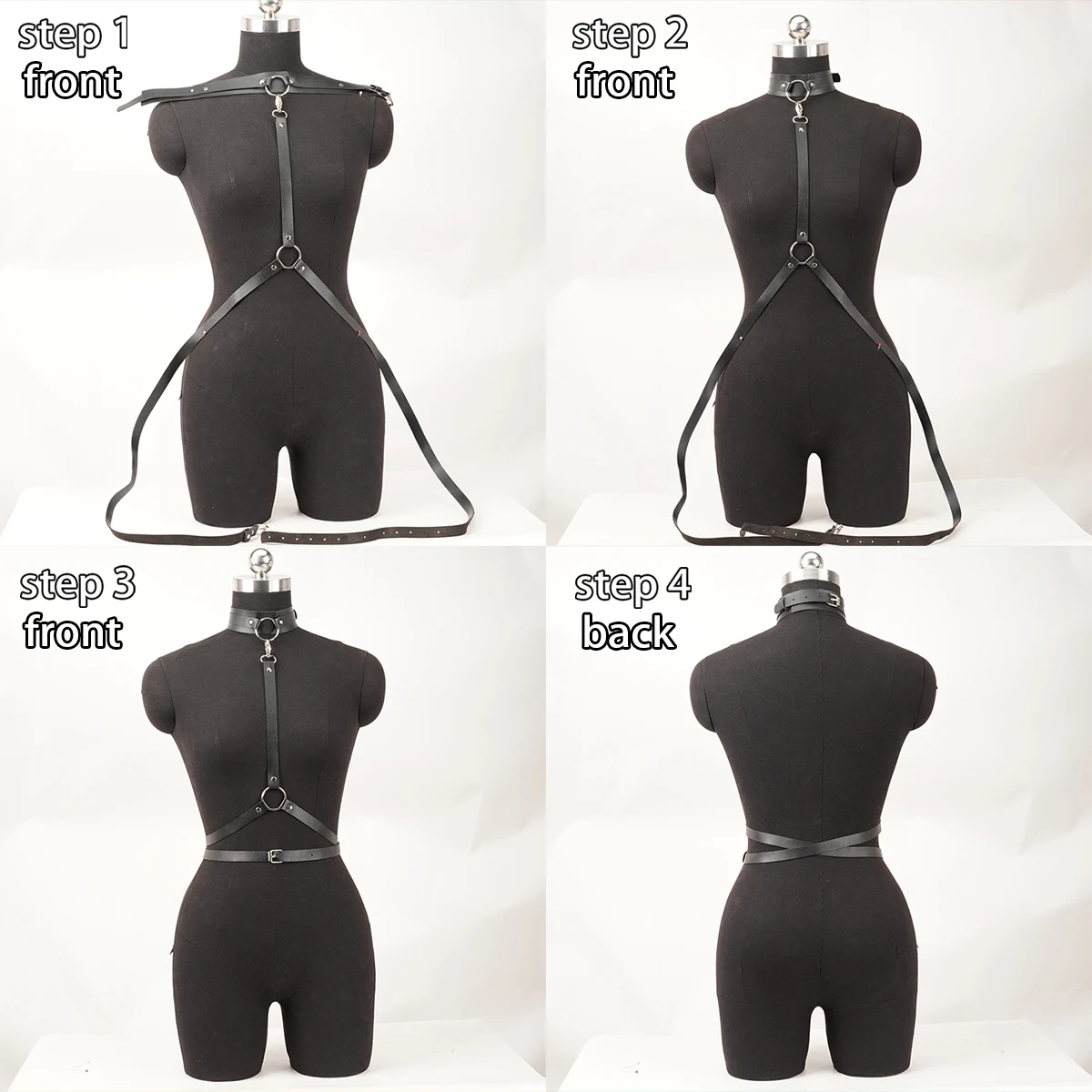 حزام خصر نسائي عصري مع حزام خصر من جلد البولي يوريثان القوطي وحزام للرقبة، حزام على طراز Y2K، هدية عيد الحب #6