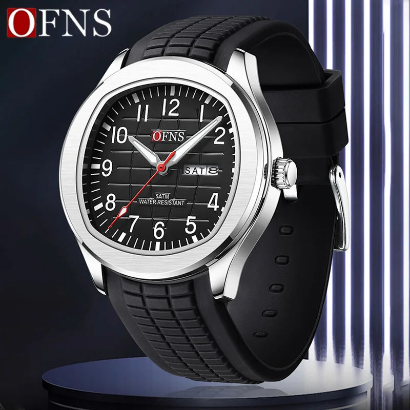 OFNS Hot sale Fashion Men\'s Watch 50M Waterproof Luxury Luminous Date Week Multifunction Business Male Quartz Wristwatch Relogio