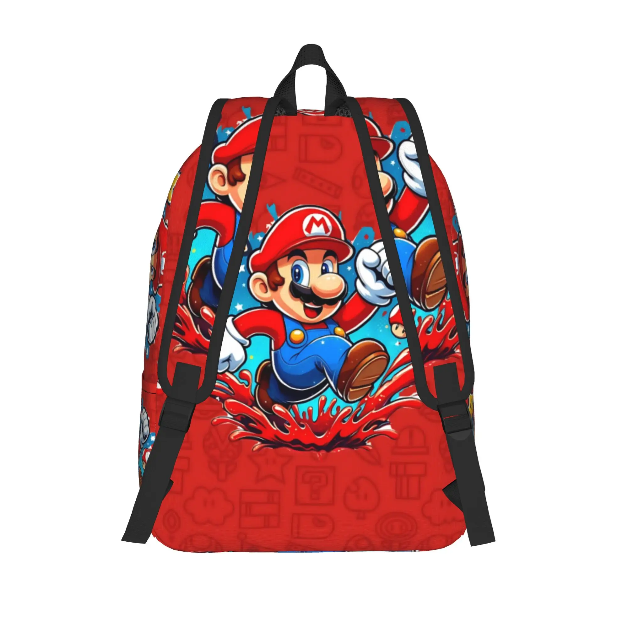Fashion Cartoon Super Mario Backpack  Mochilas Adjustable Strap For School Retro Washable Rucksack
