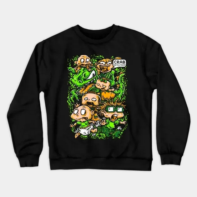 

Autumn and Winter Cartoon - Character Themed Cotton Crew Neck Sweatshirt Lively Design Features A Group of Vibrant Cartoon