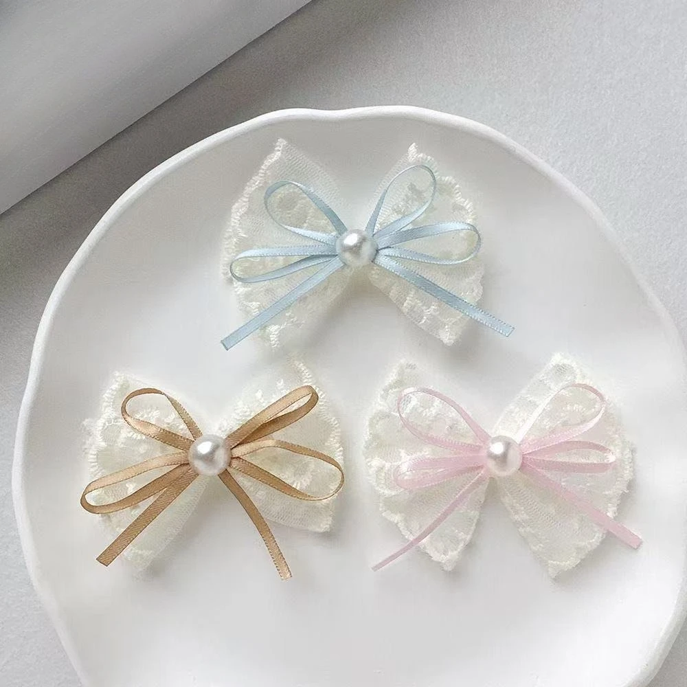 5Pcs Lace Fabric Bows DIY Craft Accessories for Clothing Socks Hair Shoes Bag Holiday Gift Wrapping Embellishment Ornaments