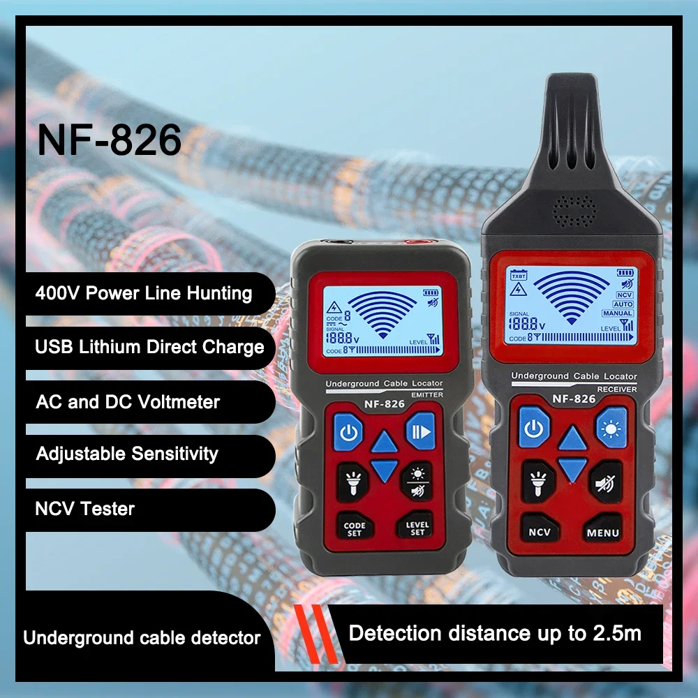 2024 New NF-826 Underground Cable Tester Locator Wire Tracker Detector, Wall and Underground Pipeline Wire Detector | USA | NEW