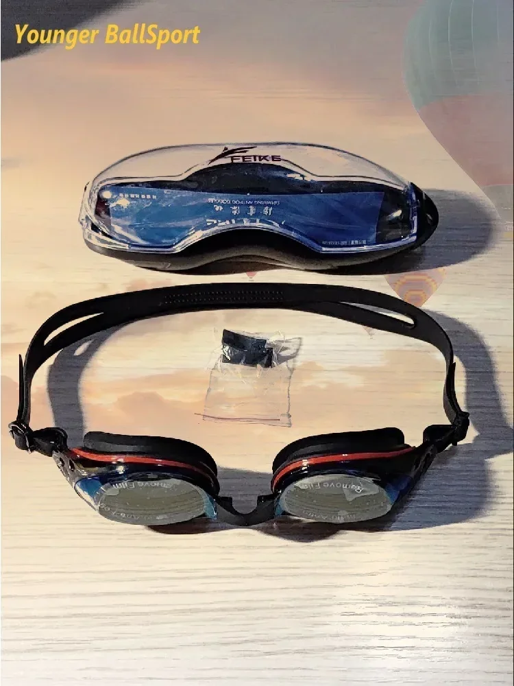 สายตาสั้นแว่นตาว่ายน้ำ Professional แว่นตาว่ายน้ำแว่นตาว่ายน้ำพร้อมปลั๊กอุดหูจมูกคลิป Electroplate กันน้ำซิลิโคน