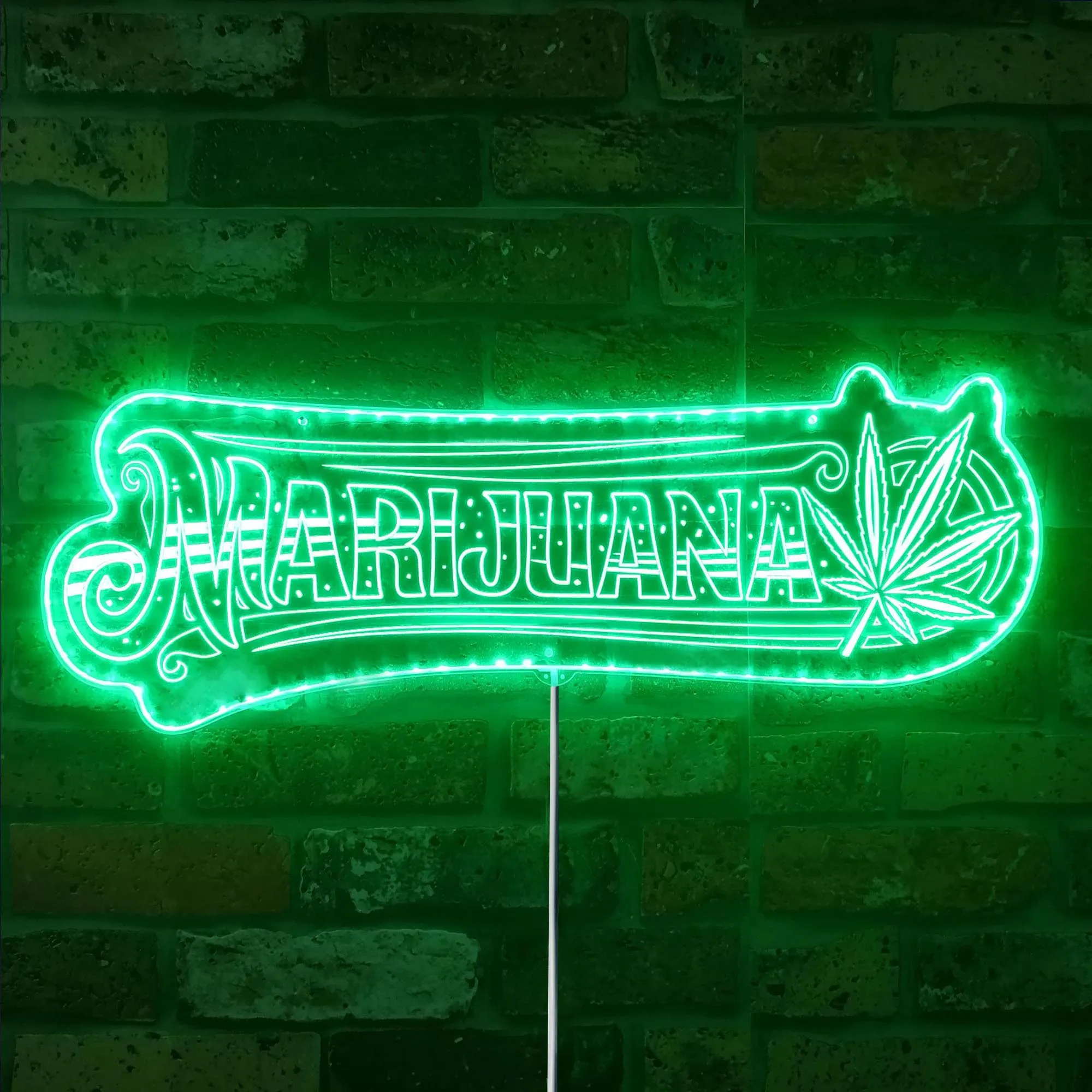 Marijuana Hemp Leaf High Life Glam Led Neon Sign st06-fnd-i0046-c