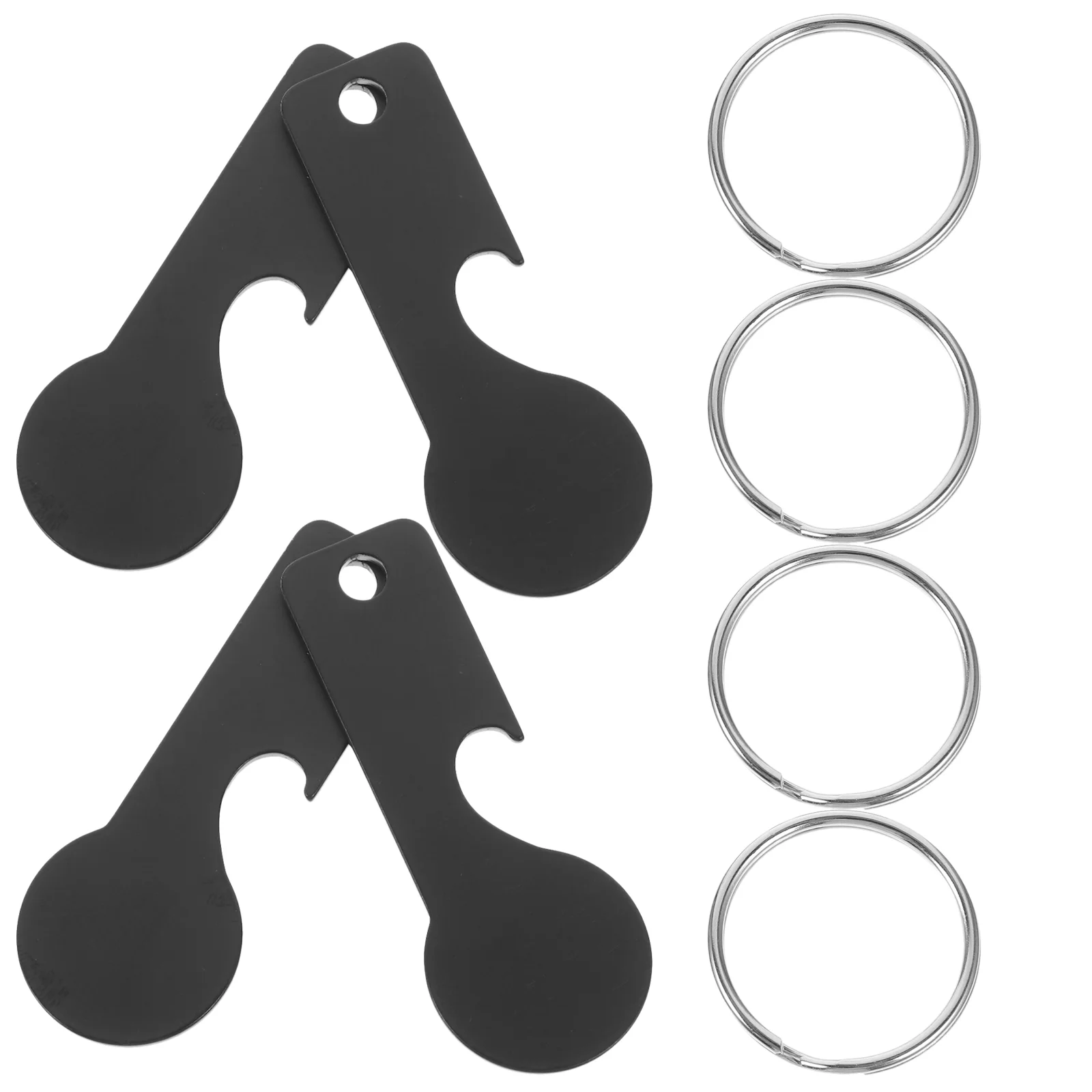 4 Pcs Cart Token Shopping Trolley Openers Key Chain Keychain Stainless Steel Keyring