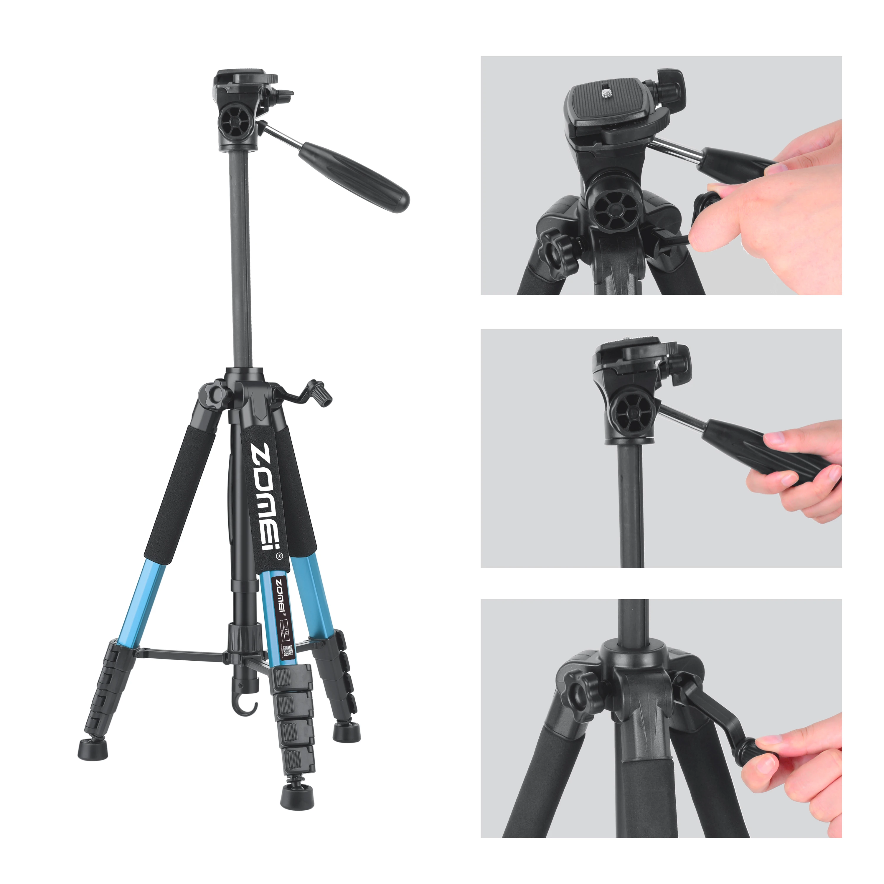 Tall 73.6”/ 187cm Professional Tripod with Aluminum Alloy Tube 360 Degree Panorama Photography & Video Stand for Mobile & Camera