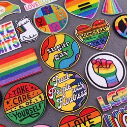 Rainbow Patches On Clothes Gay Pride LGBT Patch Iron On Patches For Clothing Stripes DIY Love is Love Badges Appliques Sticker