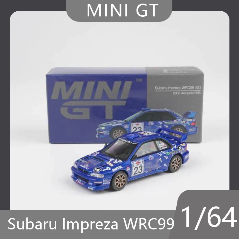 

MINI GT 1:64 Subaru Impreza WRC99 Winged Leopard 23 # Acropolis Racing Alloy Car Model Boy Toy Desktop Ornament