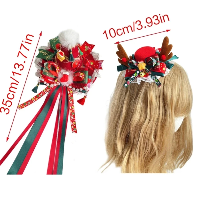 Elegant Lolitas Christmas Hair Clip Hat Handcrafteds Hair Decorwith HolidayVibe