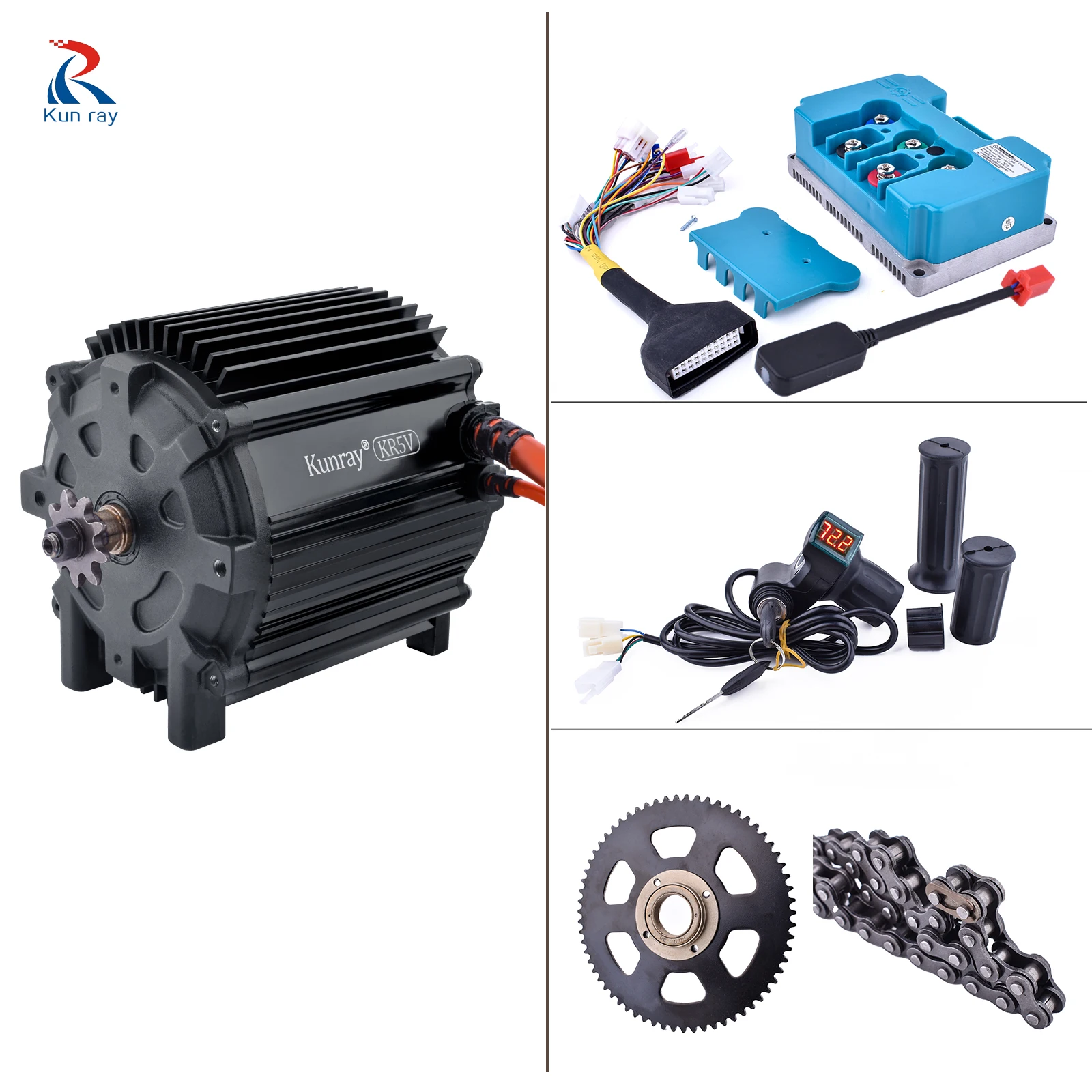 KR5V 72V 5000W electric motorcycle shaver brushless motor with # 35 angle controller