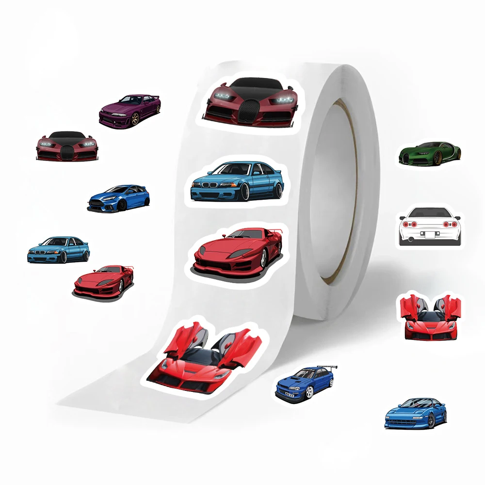 500 Stück/Rolle JDM Rennwagen Cartoon-Aufkleber Coole Supercar-Etiketten DIY Laptop Handy Auto Dekoration Aufkleber Belohnungsgeschenk