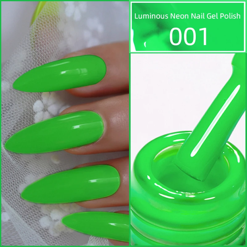 Neon Luminous Gel Nail Color Summer Candy Hot Pink Green Yellow Nails Art Gel Varnish Manicure 15ml Neon Series