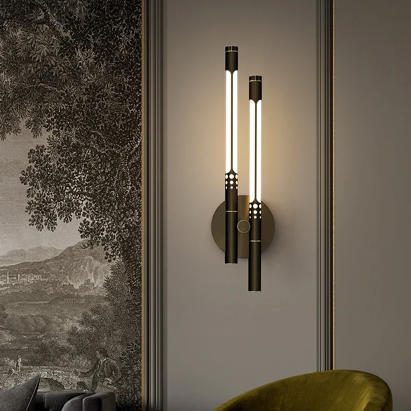 

Nordic Copper Sconce Wall Lamp Vintage Bedroom LED Wall Light Sofa Aisle Background Decor Creative Home Indoor Wall Lights