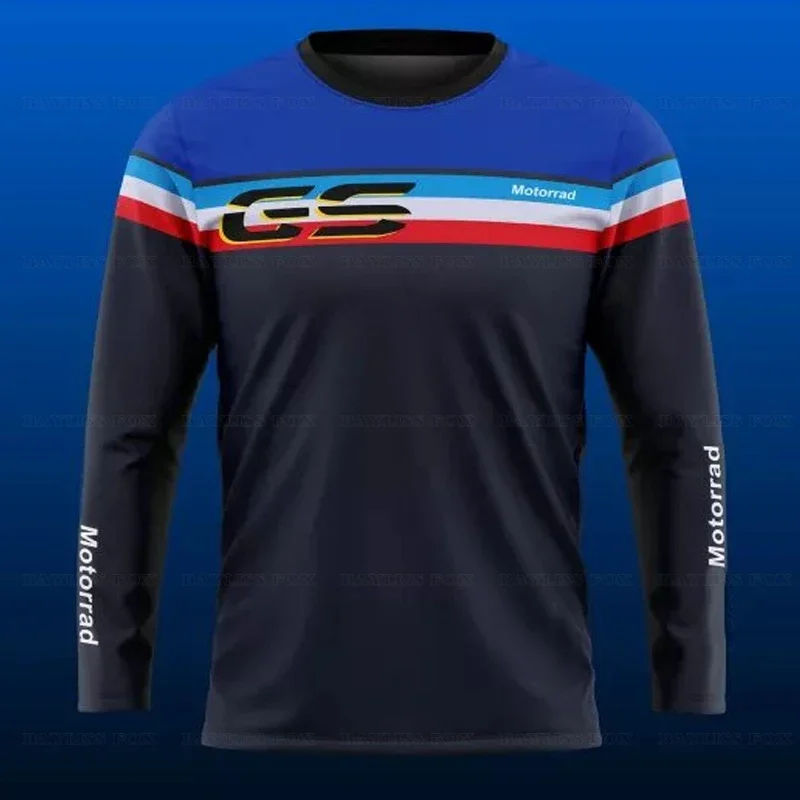 For BMW Motorrad R1250GS/R1200GS/ F850GS Long T-Shirt Touring Motorcycle Racing ADVENTURE Navy Blue Not Fade Anti-UV Jerseys