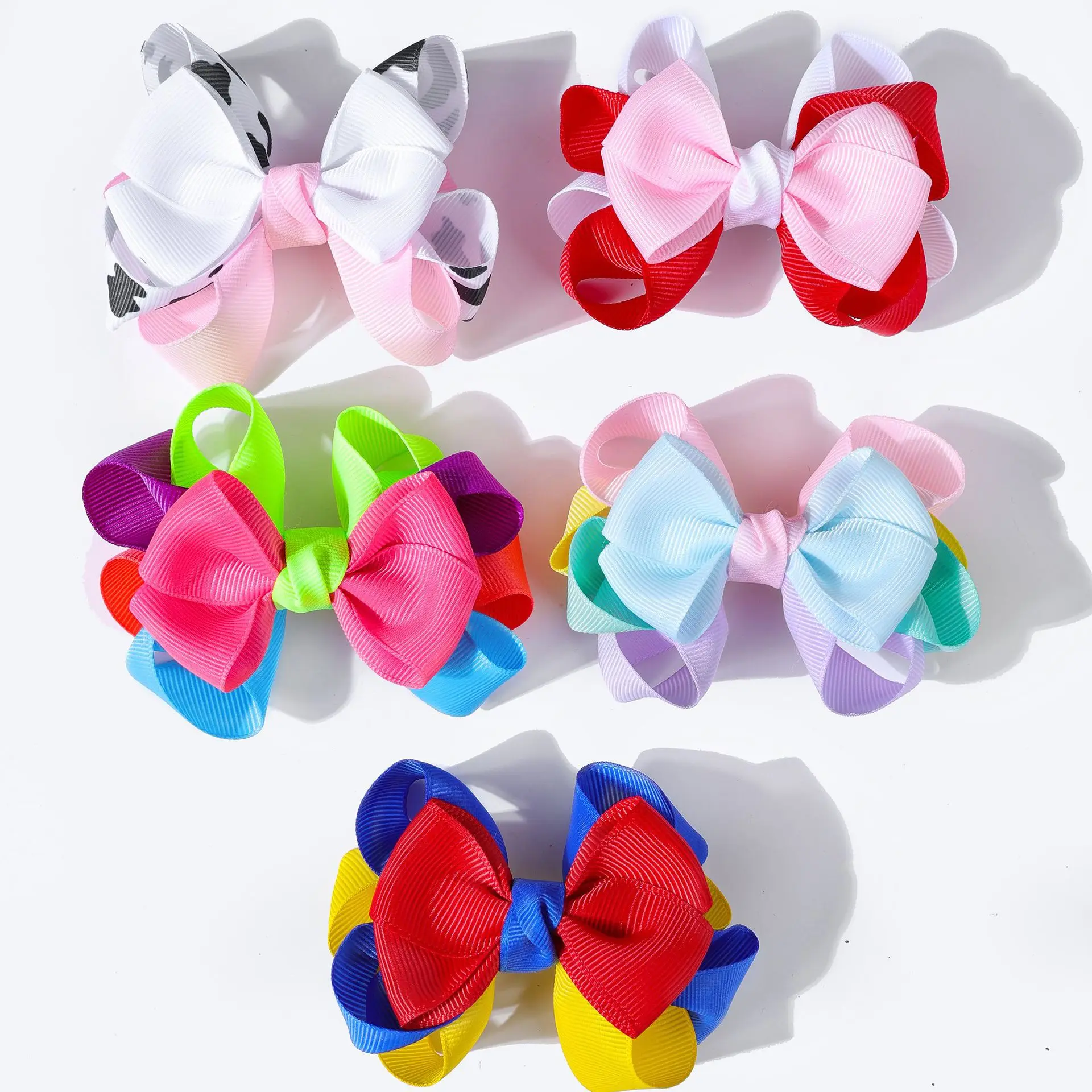 

50 PCS/Lot, 3.5“ Sweet Twist Ribbon Bow Hair Clips For Kids Girls Colorful Bow Hairpins