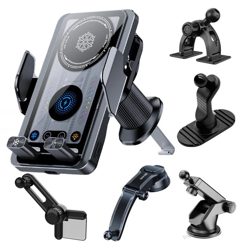 

Semiconductor Cooling Car Phone Holder Wireless Charger 360 Rotation Phone Cooler Mount for Samsung S26 Iphone 17 16 15 14 13 12