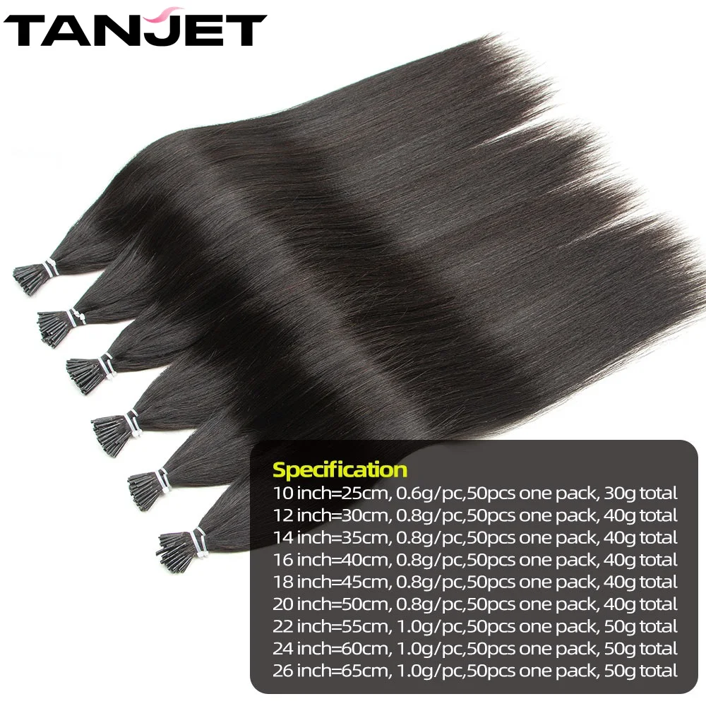 Natural Yaki Straight I Tip Microlink Hair Extensions Human Hair Black Women Italian Keratin Capsule Micro Ring Hair Extension