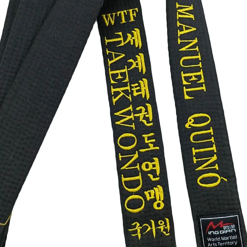 WTF Kukkiwon Taekwondo Black Belt Embroidery Width 5 Polyester Cotton Martial Arts Sports Coach Waistband Customized Name Korean