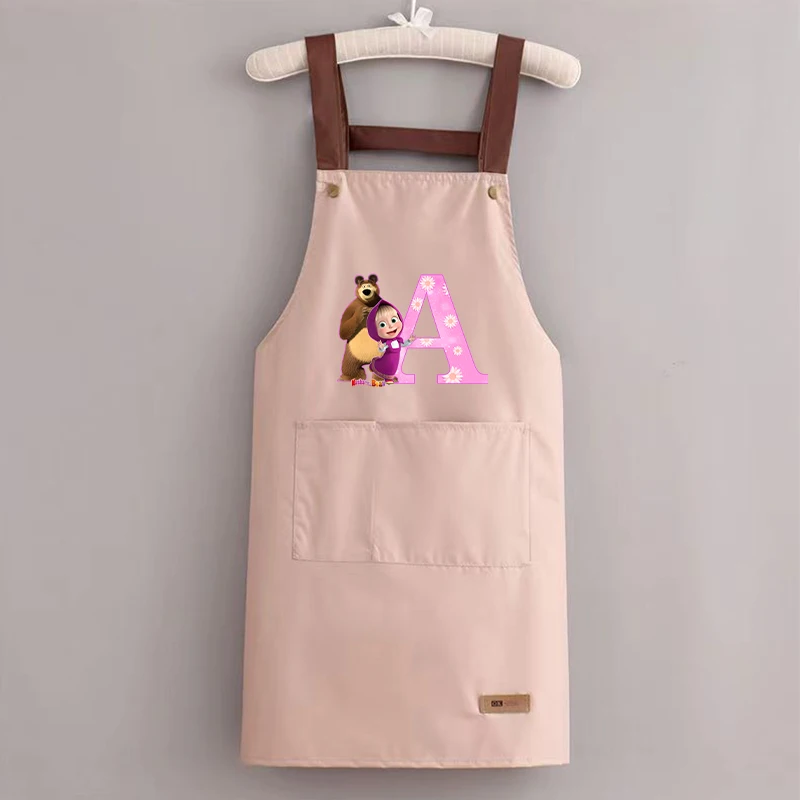 Mashas and The Bear Kitchen Apron Waterproof Home Apron Wipeable Oil Resistant Baking Barbecue Restaurant Cafe Aprons Cute Gift