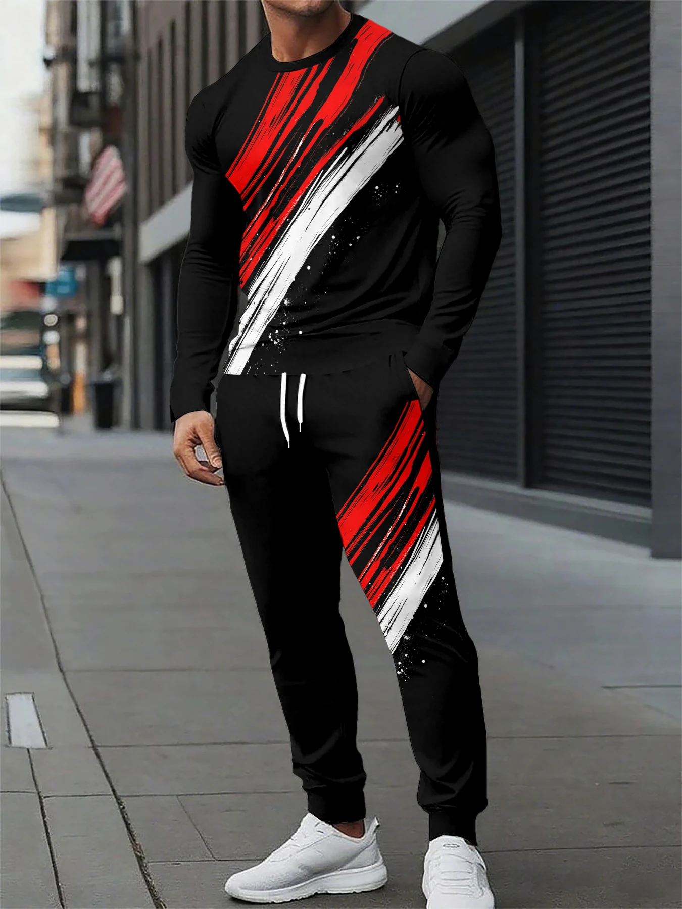 

The new men's set for Spring and Autumn features a casual fashionable soft and comfortable gradient pattern print