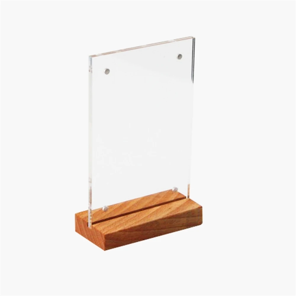 

A6 Wooden Acrylic Price Sign Frame Display Table Stand Desk Sign Menu List Advertising Banner Poster Photo Frame Holder Stand