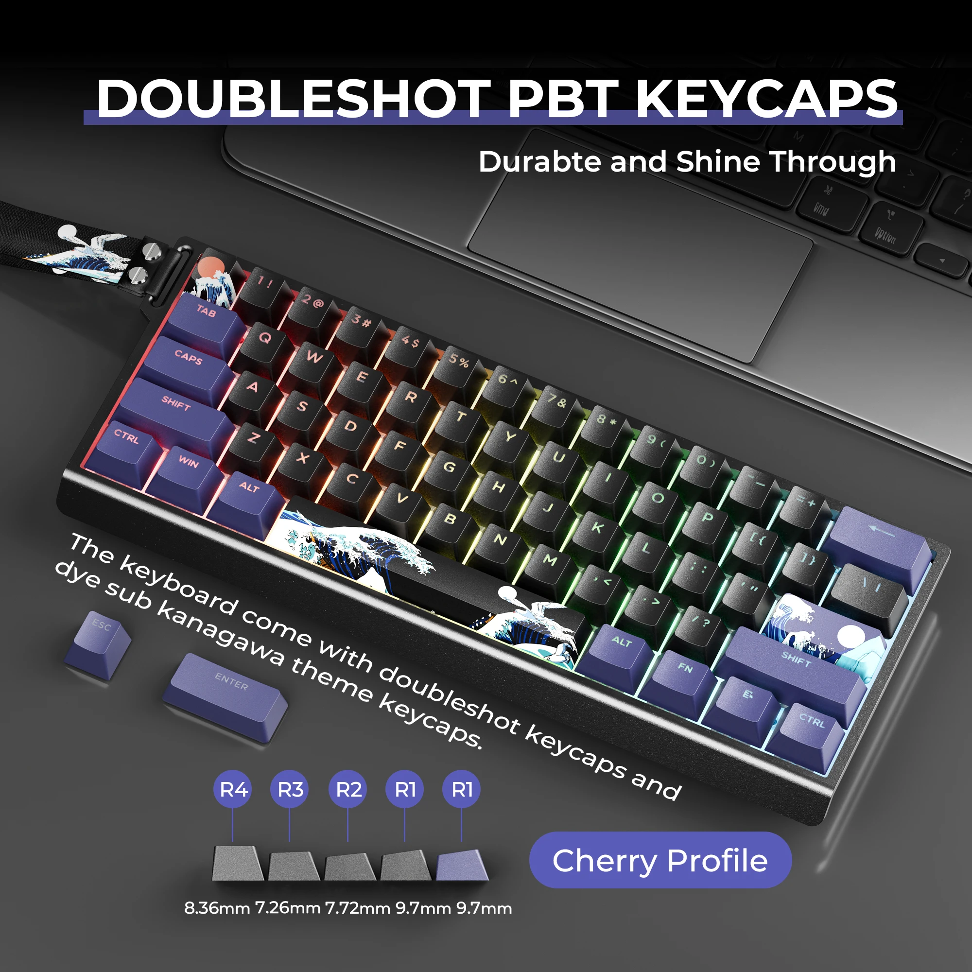 XVX H61 Kanagawa CNC الألومنيوم 60% لوحة المفاتيح الميكانيكية السلكية الساخنة مبادلة مفاتيح RGB كاملة مع أغطية المفاتيح PBT
