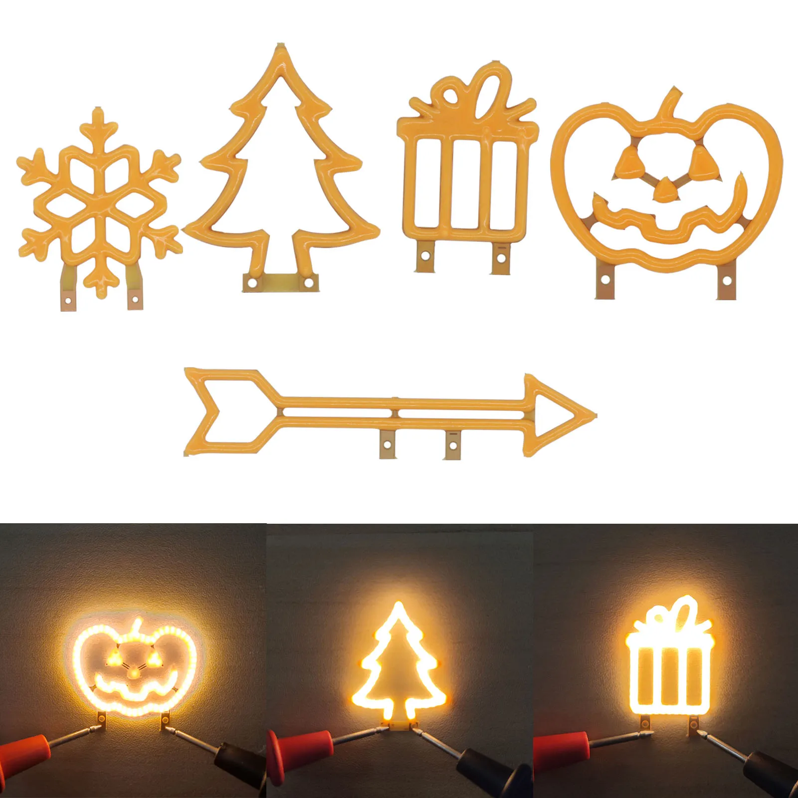 DC3V LED COB Set of 5 pieces Edison Flexible Filament Candle Diode Christmas Light Holiday Party Love Letter Decorative Light