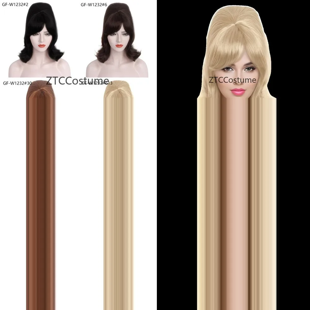 

Heat Resistant Synthetic Cosplay Wig Short Curly Wavy Beehive Blonde Hair for Women Halloween Party Costume