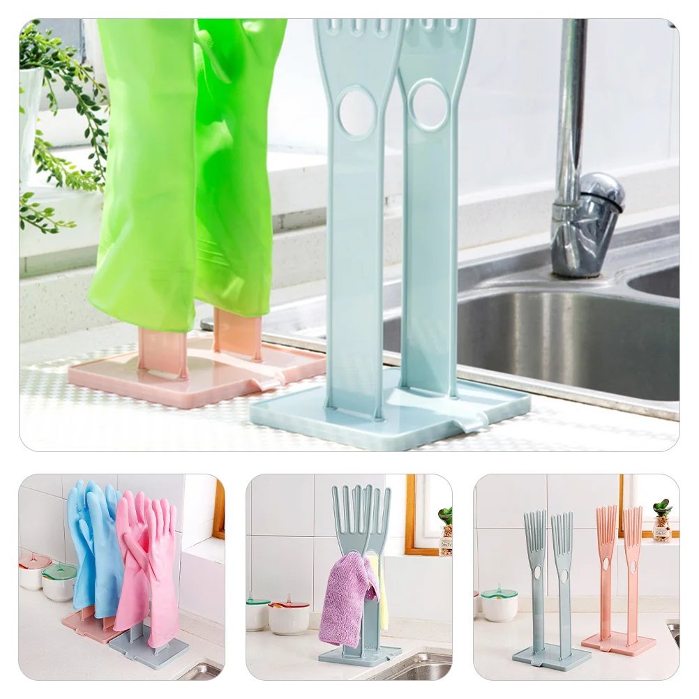 2 Pcs Drying Glove Drain Rack Clothes Storage Kitchen Racks Holder Abs Cupboard Towel