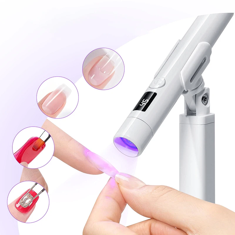 Support de lampe UV rotatif pour nail art, rose, blanc, portable, sèche-ongles, photothérapie