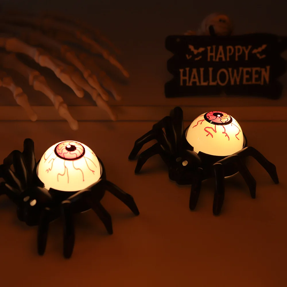 Accesorios de decoración de atmósfera de fiesta con retroiluminación de araña de globo ocular de Halloween