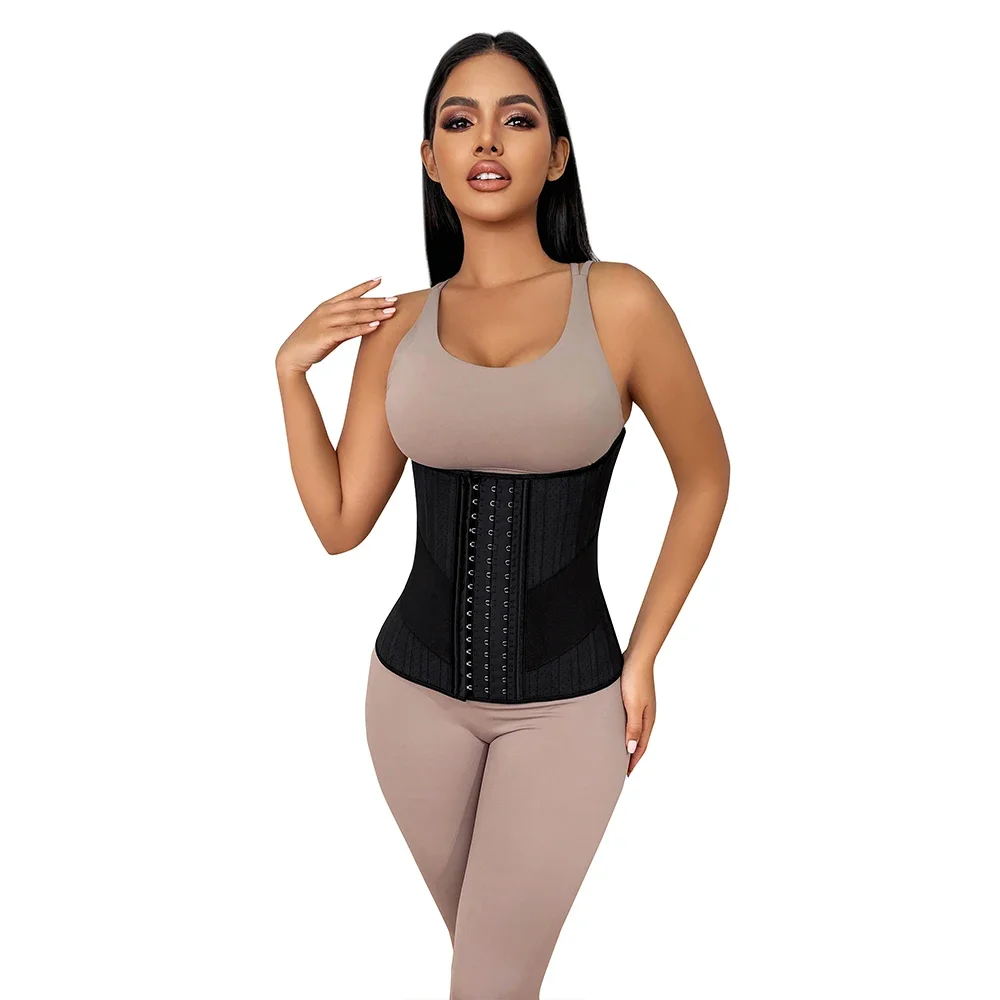 

Hourglass Waist Trainer Latex Corset 25 Steel Bones Waist Cincher Flat Belly Slimming Sheath Fitness Girdle Fajas Colombians