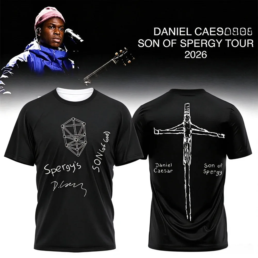 Daniel Caesar Son of Spergy Tour 2026 T-Shirt Front Back Print Text Graphic Fans Women's Men's Short Sleeve Tee