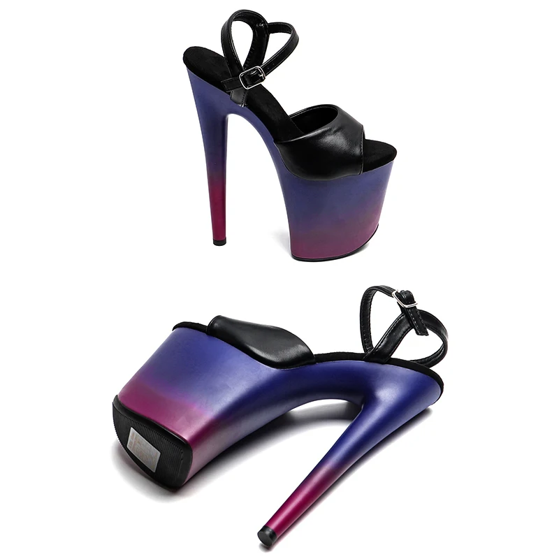 Leecabe 8Inch/20cm Matte PU upper gradation Colorfur Platform High Heels party Sandals Pole Dance Shoes