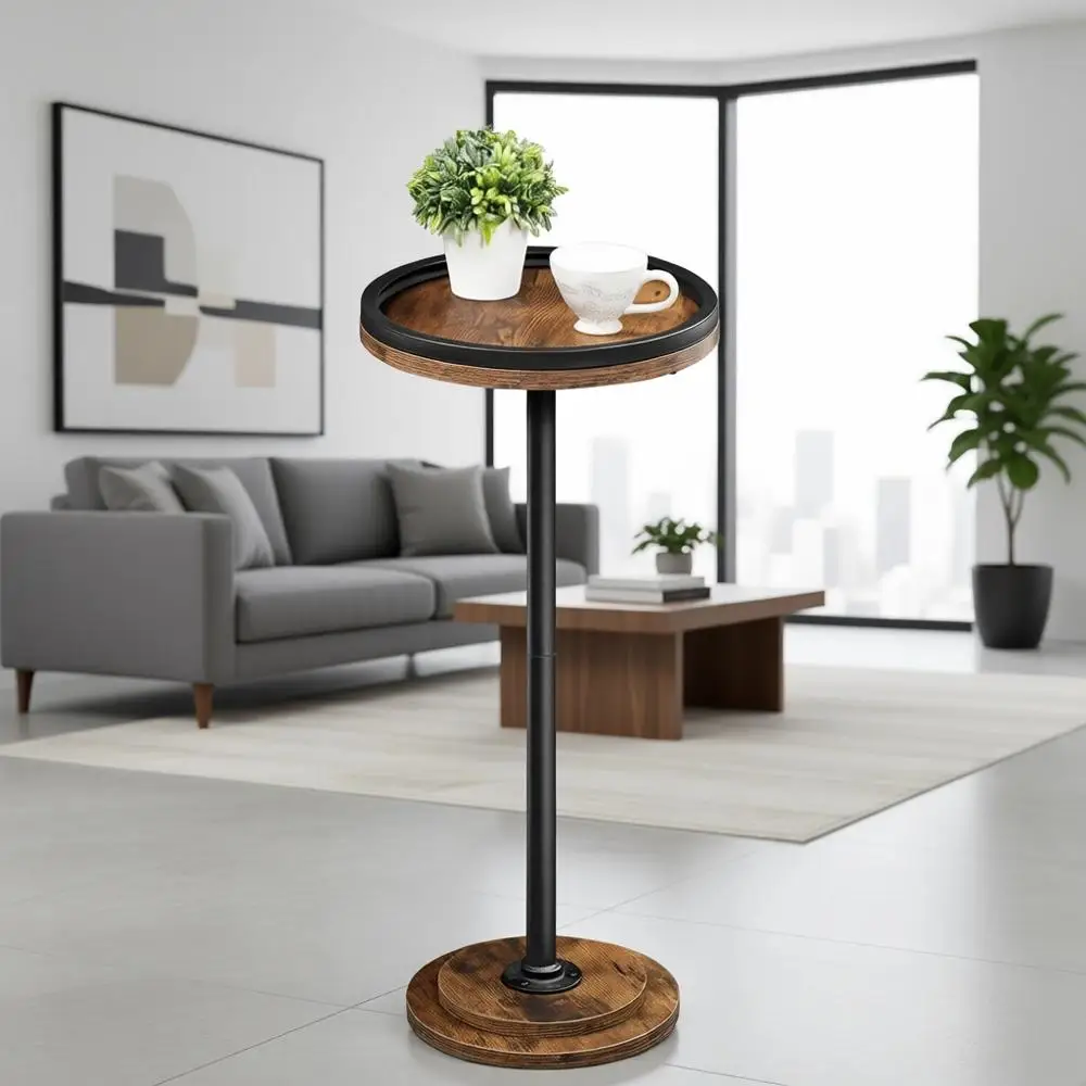 

Compact Round Side Table, Ideal for Living Rooms, Bedrooms, and Sofa Spaces, Rustic Brown