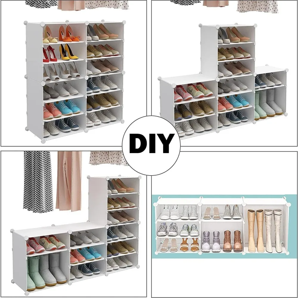 Meuble de Rangement pour Chaussures T1, Étagères pour Salon, Chambre à Coucher, Couloir, Blanc, Lot de 72 Paires