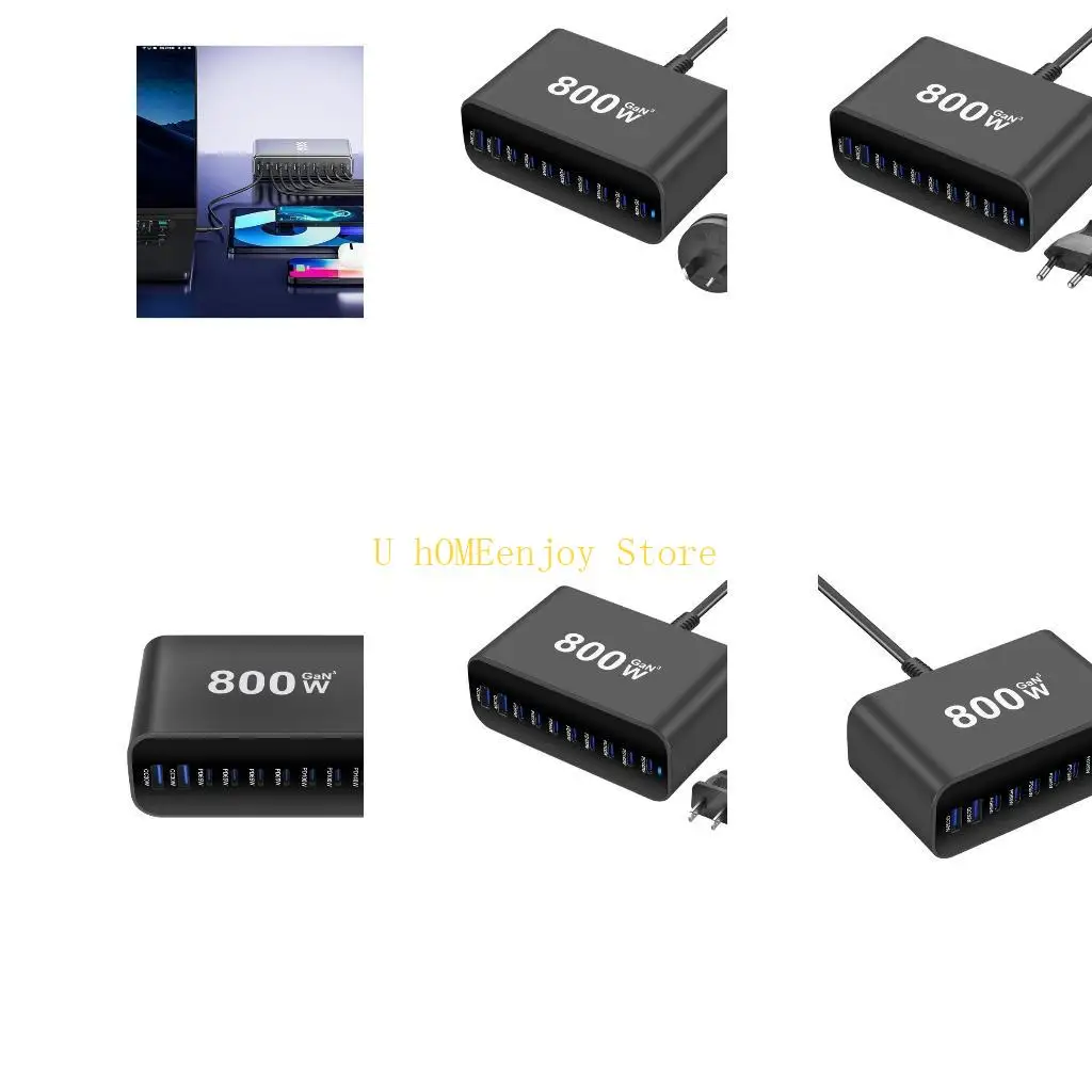 

B0KF Зарядная станция для различных устройств, 800 Вт, совместимое мощное 10-портовое зарядное устройство