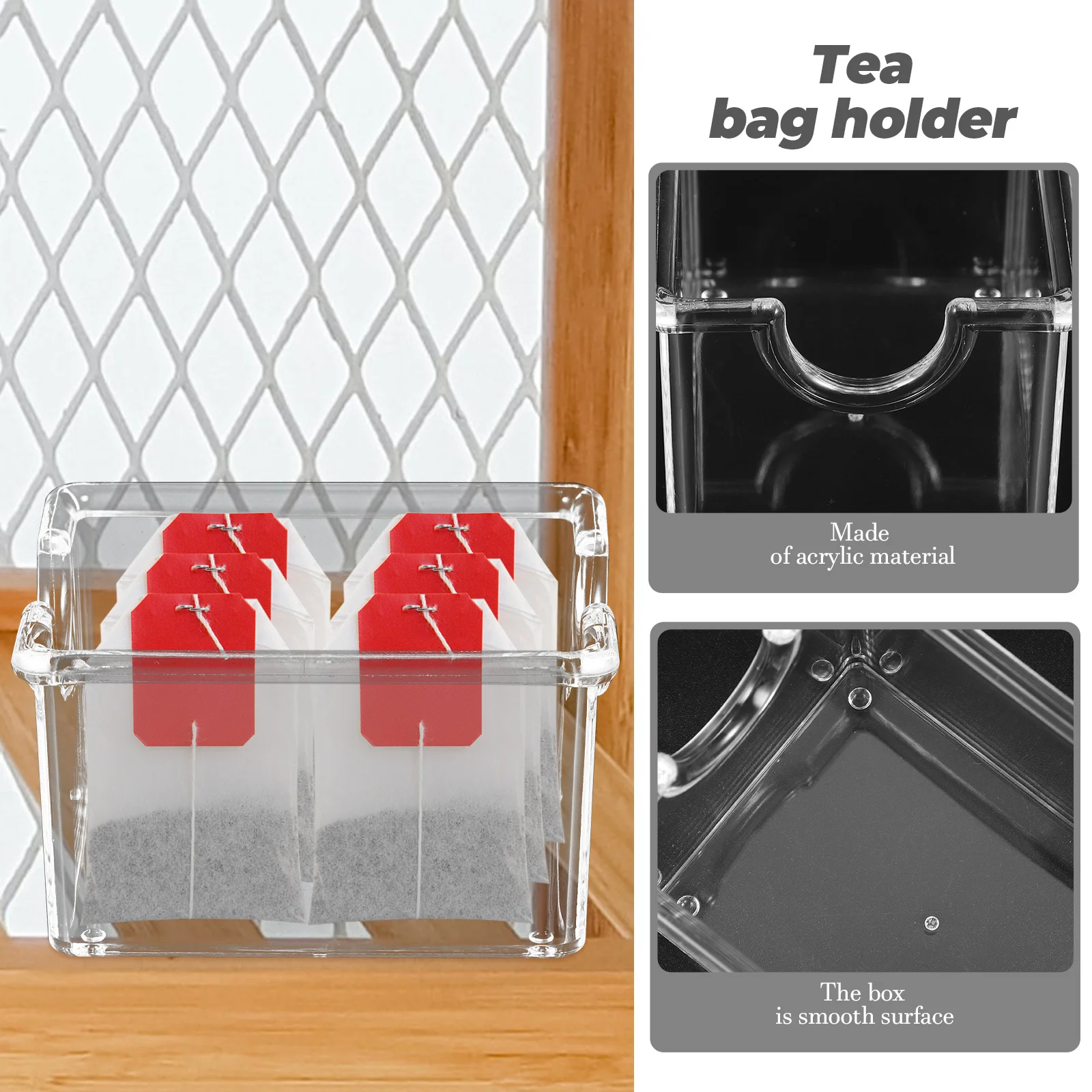 

Acrylic Tea Bag Box Desktop Candy Sugar Packet Storage Organizer Case Capsule Holder for Coffee Bar Tea Organizer