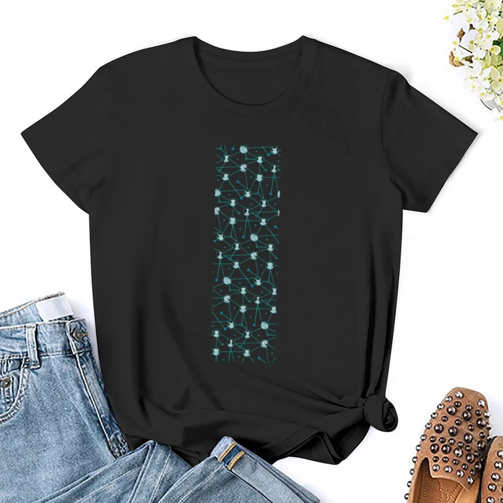 Stellaris Aliens Pattern Teal T-Shirt hippie clothes lady clothes cute tops Short sleeve tee t-shirts for Women loose fit