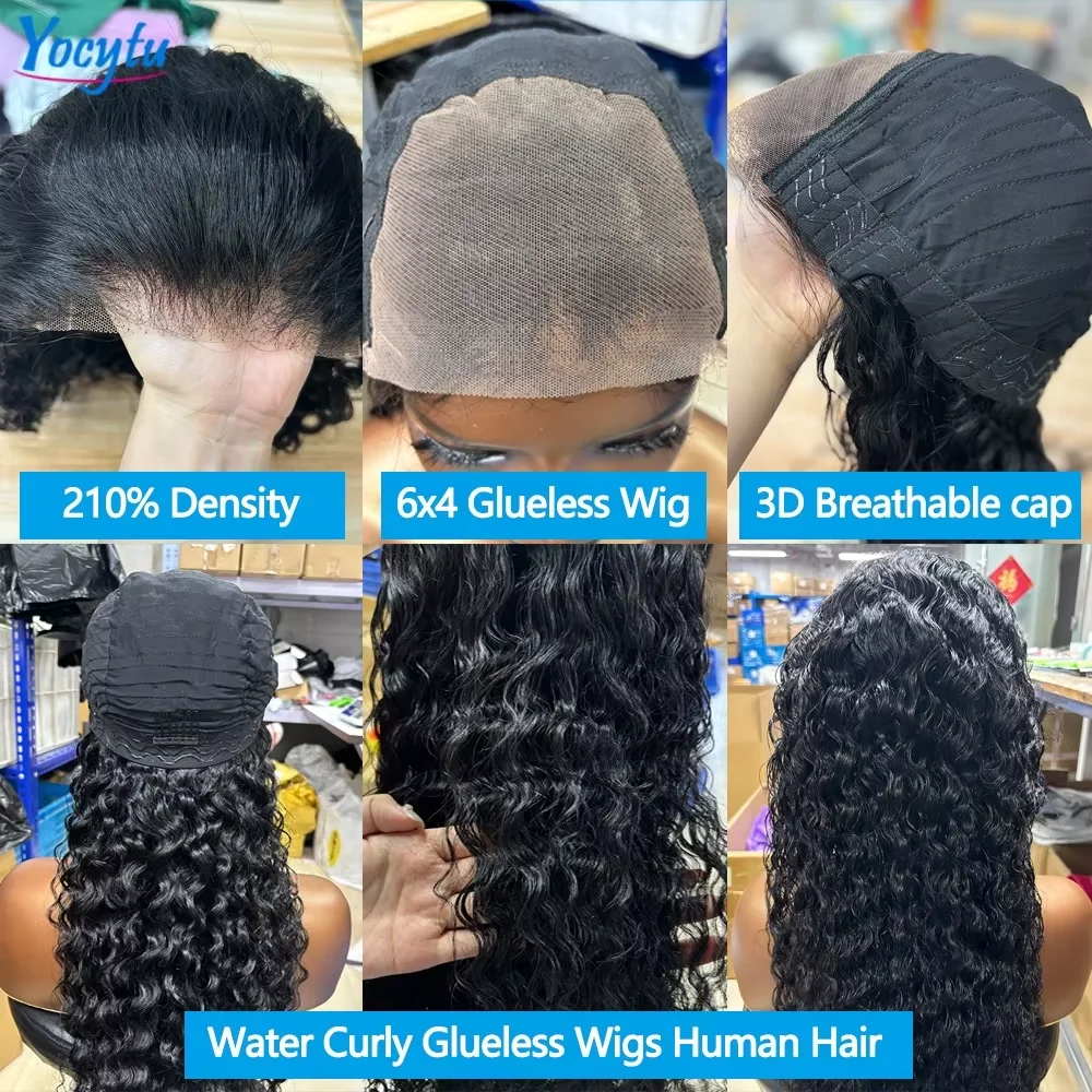 Fotografia 5: YOCYTU Peruca de Cabelo Humano Ondulado 6x4, Pronta para Usar e Sem Cola, 26 28 Polegadas, Densidade 180%, 100% Cabelo Humano