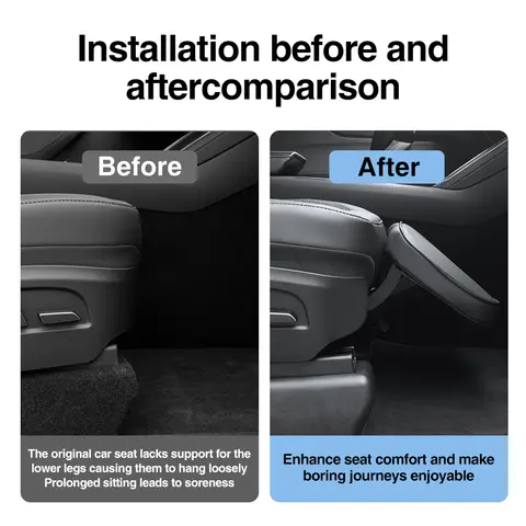 자동차 가죽 전기 승객 용 다리 지원 무릎 패드 시트 테슬라 새 모델 Y 주니퍼 2025 모델 Y 2021-2024