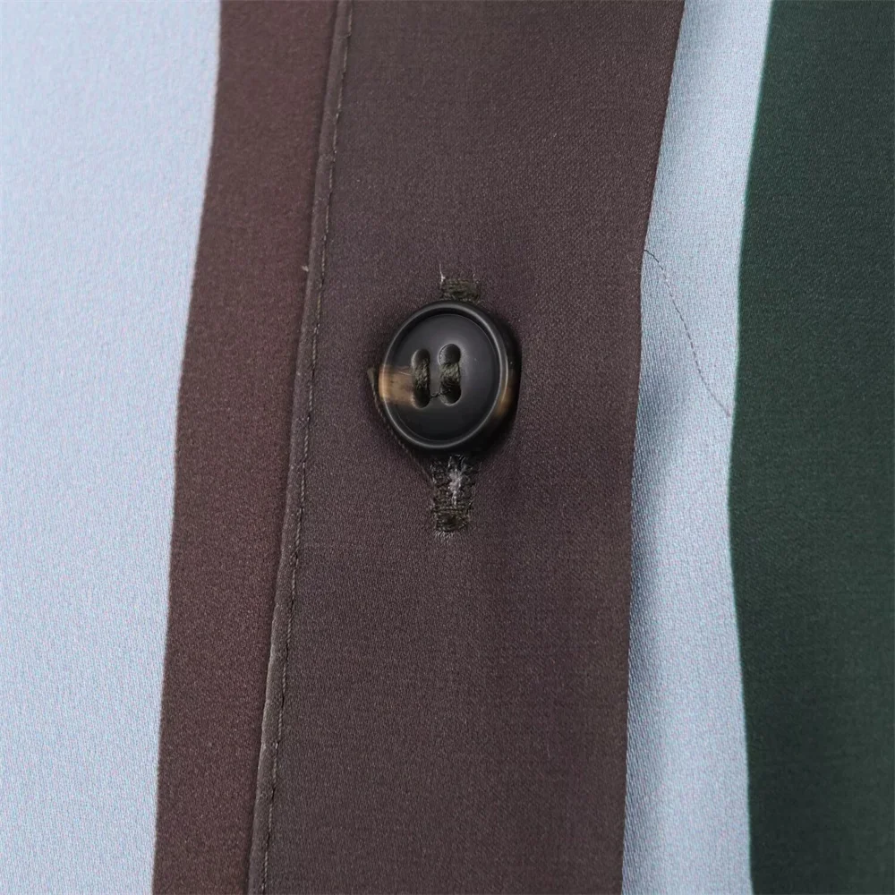 Herbst und Winter Neue Damenmode Einfaches gestreiftes Seidenstrukturhemd