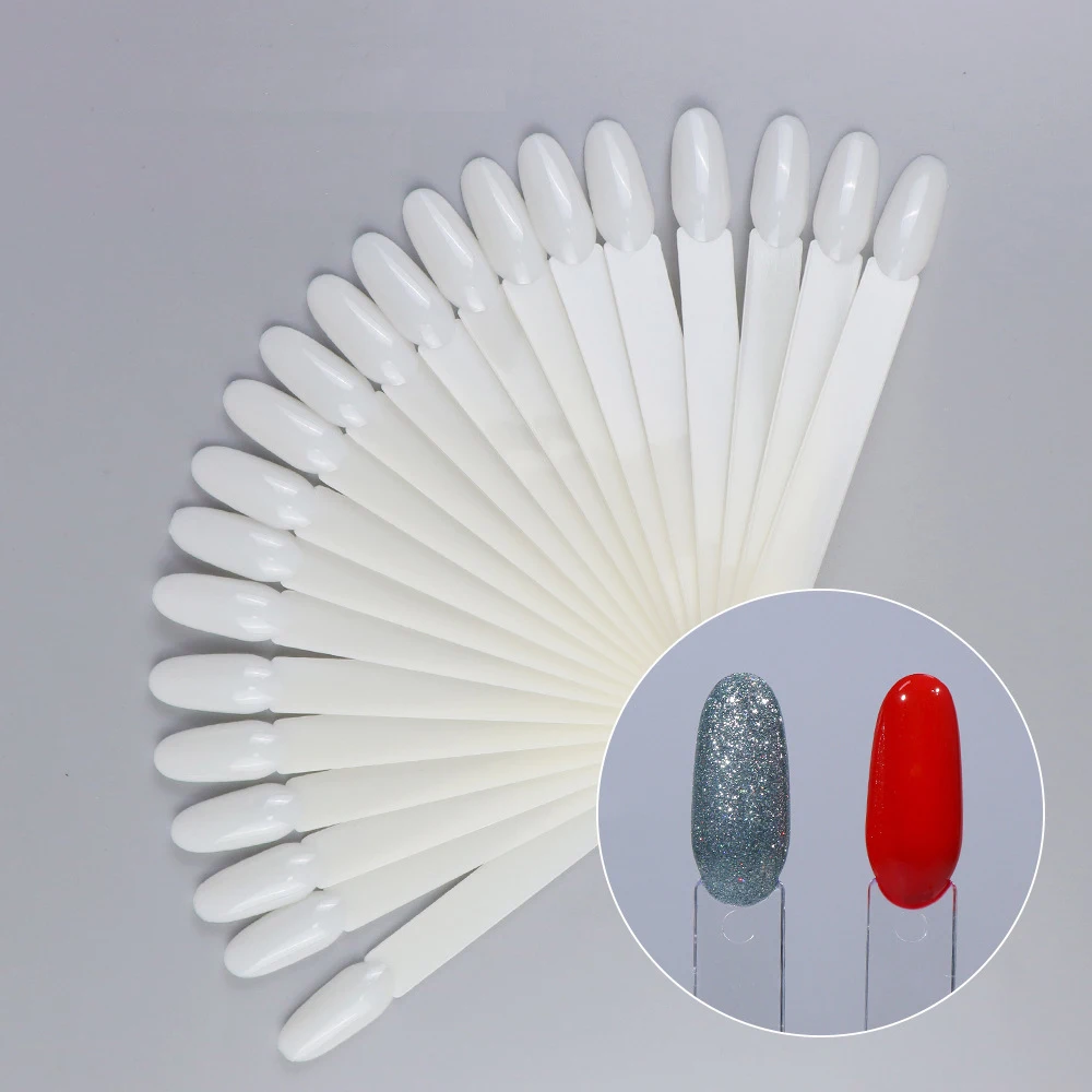 50pcs Color Card Nail Tips Display Clear Nature Color False Nail Tips For Gel Nail Polish Practice Board Tool Fan Shaped Palette