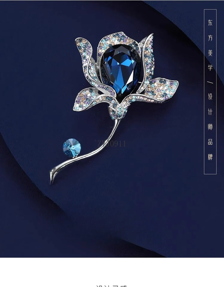 Magnolien-Brosche, hochwertige, zarte Blumenbrosche für Damen, neu, trendig