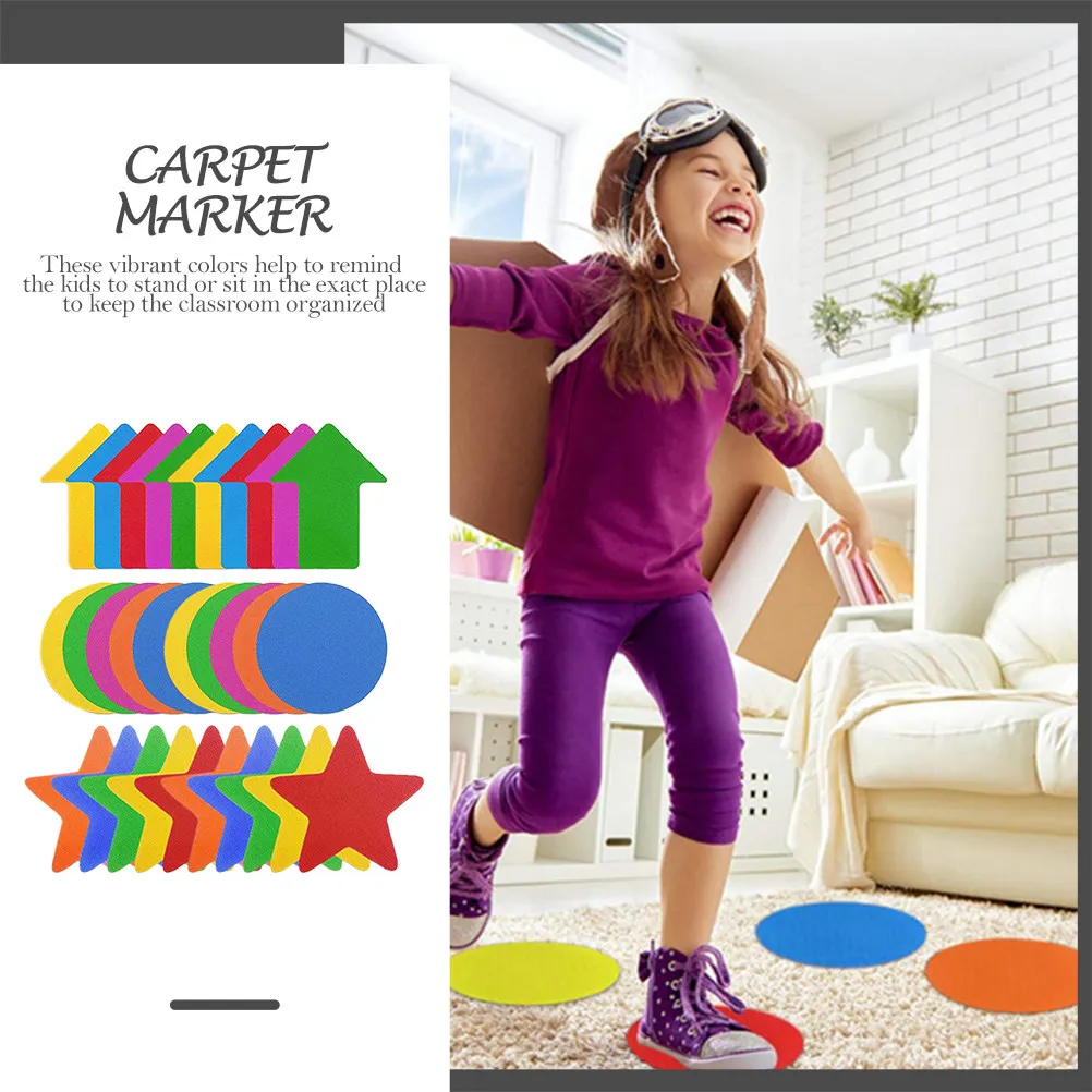30Pcs Household Carpet Markers Vibrant Classroom Floor Markers for Active Games Yoga Standing Hopscotch Preschool Kindergarten