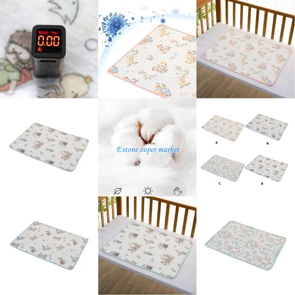 

090B Cartoon Print Baby Diaper Changing Mat Waterproof Cotton for Infant Boys Girls