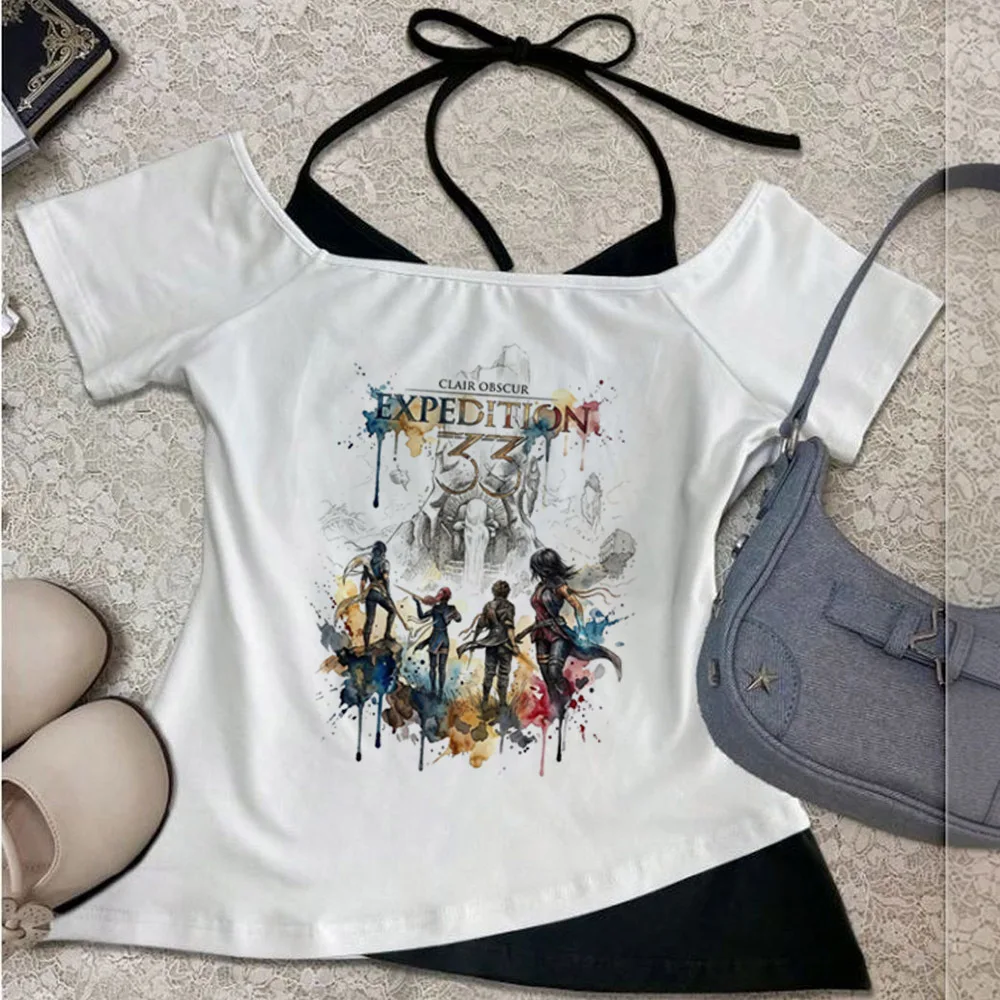 Expedition 33 crop top women manga cute emo party t shirt clearance sales grunge emo anime
